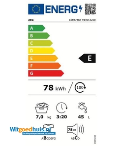 AEG L6FB74KT wasmachine