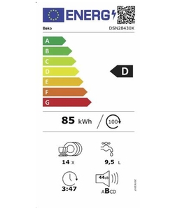 Beko DSN28430X inbouw vaatwasser