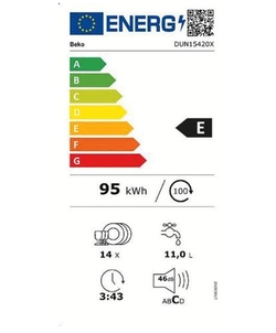 Beko DUN15420X inbouw vaatwasser
