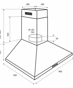 Inventum AKP9000RVS afzuigkap