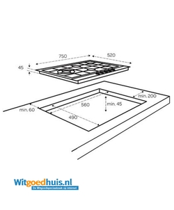Inventum IKG7523WGGL inbouw kookplaat